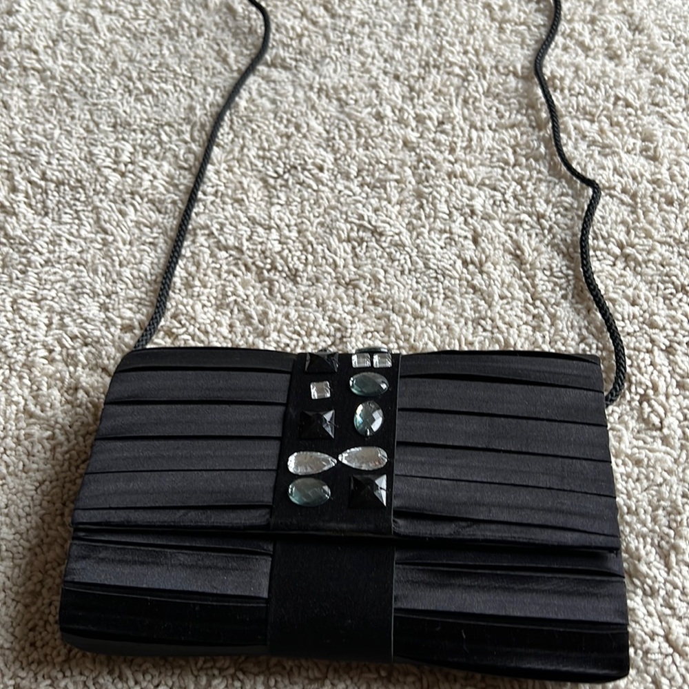 Black Dress purse beaded accents.  Good condition